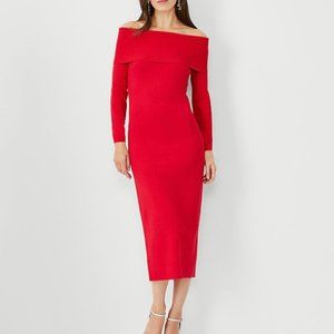 Petite Off the Shoulder Midi Sweater Dress
